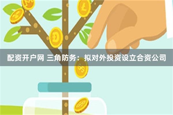 配资开户网 三角防务：拟对外投资设立合资公司