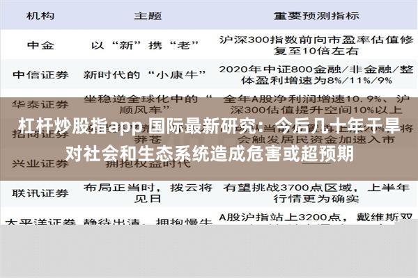 杠杆炒股指app 国际最新研究：今后几十年干旱对社会和生态系统造成危害或超预期