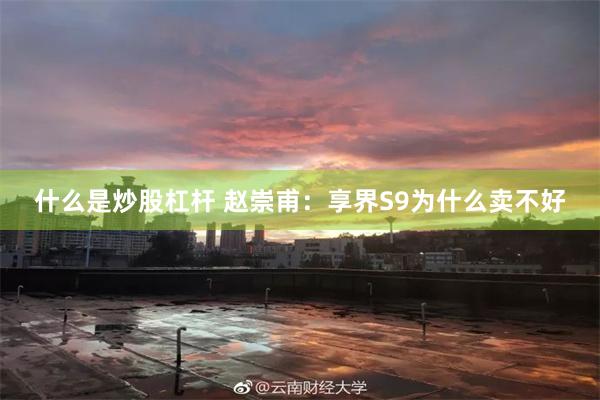 什么是炒股杠杆 赵崇甫：享界S9为什么卖不好